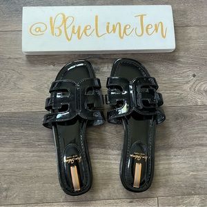 Sam Edelman Black Patent Bay Slide Sandals